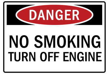 No smoking sign turn off engine