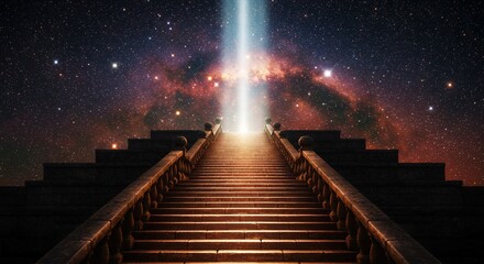 Obraz premium Stairway leads upward towards a divine celestial light source