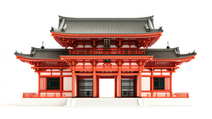 Obraz premium Stunning Architectural Render of a Traditional Japanese Gatehouse Temple