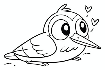 Canarian Oystercatcher bird lies black color line art.eps