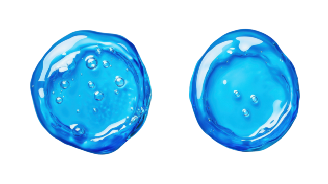 Blue cosmetic gel smear with bubbles on transparent background - Powered by Adobe