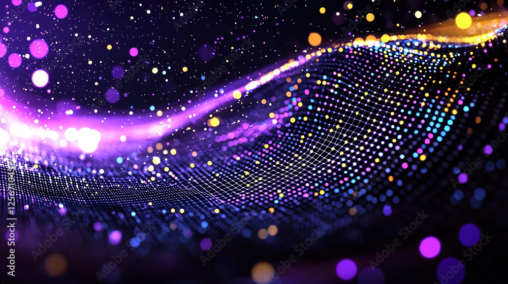 Wall mural abstract technology particles mesh background, showcasing digital flow and network connections in a 