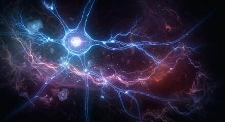 Neural Network: A Glowing Cosmic Visualization of Neuron Connections