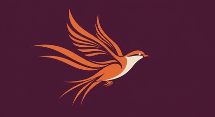 Obraz premium Abstract Orange Bird in Flight: A Stunning Vector Graphic Design