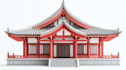 Fototapeta premium Stunning 3D Render of a Traditional Japanese Temple with Red and White Accents