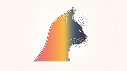 Obraz premium Stylized silhouette of a cat's head with a gradient color scheme against a light background