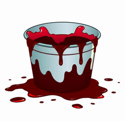Illustration Bucket of Blood Red Isolated Background for Halloween Stickers