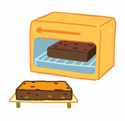 Illustration Brownie Oven Orange Isolated Background Branding