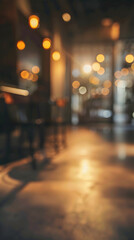 Blurred Interior with Warm Lighting and Bokeh Effects