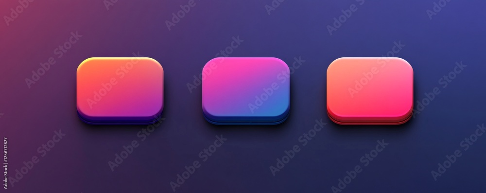Poster Three colorful gradient-filled rounded square app icons stand out against a dark background