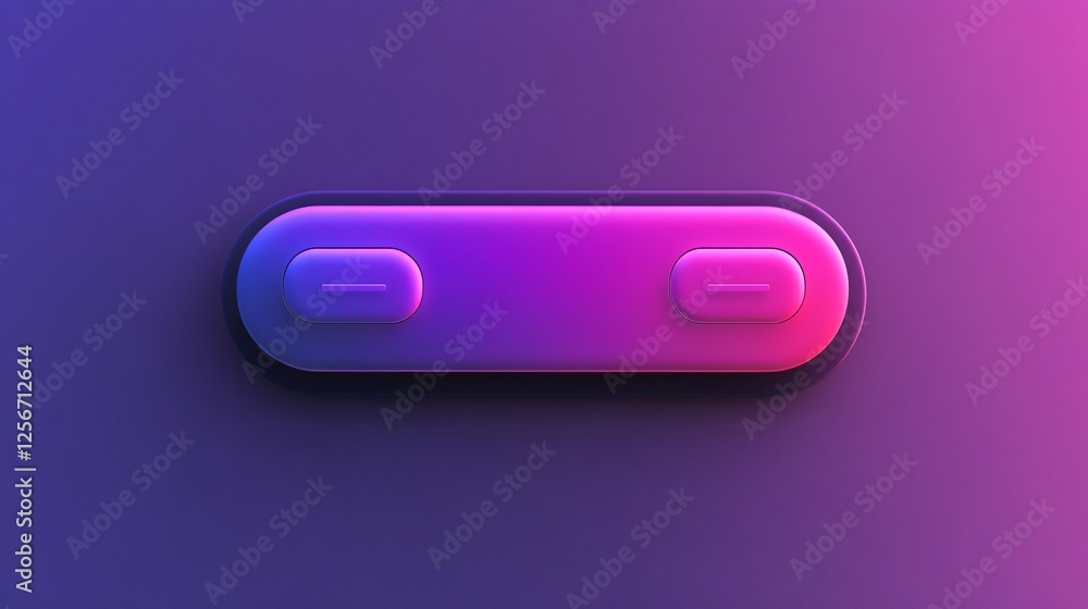 Poster Glowing horizontal toggle switch on a purple backdrop with neon pink and blue illumination