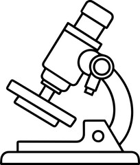 Microscope Doodle Style Outline - Coloring Book Page Line Art Drawing