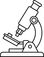 Microscope Doodle Style Outline - Coloring Book Page Line Art Drawing
