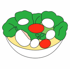 Illustration Fresh Salad with Vegetables and Dressing Isolated Background Healthy Icon
