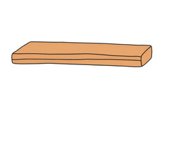 Illustration Style Shelf in Oak Isolated Background