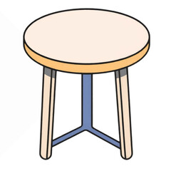 Illustration Round Side Table Isolated Background for Minimalist Interior Decor