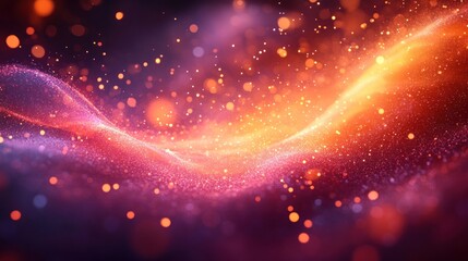 Fototapeta premium Vibrant abstract waves of light and color flowing through a cosmic landscape with glowing particles