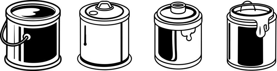 Paint Can Outline - Coloring Book Page Line Art Illustration