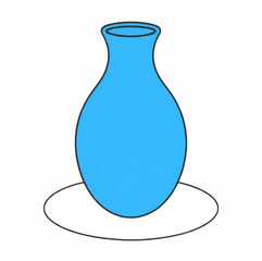 Illustration Style Vase in Blue Isolated Background