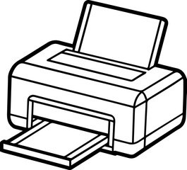 Printer Outline - Coloring Book Page Line Art Illustration