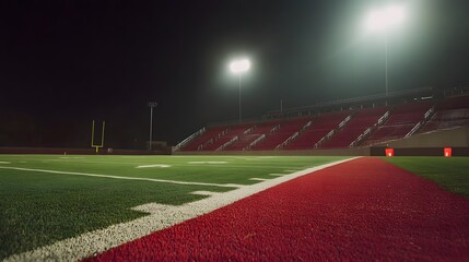 Fototapeta premium Nighttime football stadium with glowing lights, capturing the essence of energy and focus