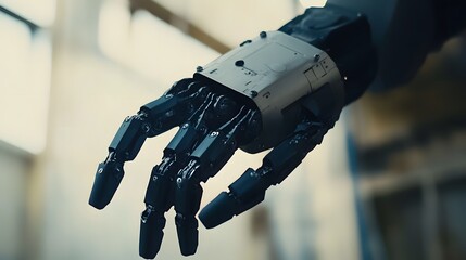 Industrial robot arm in motion, showcasing precision and advanced mechanics in modern manufacturing