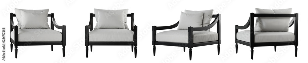 Poster Armchair set isolated on transparent background. 3D render. 