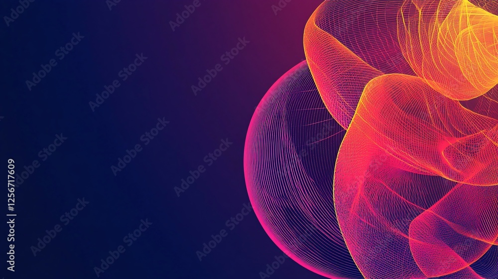 Aufkleber abstract mesh network with vibrant gradient colors against a dark background