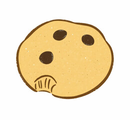 Illustration Style Chocolate Chip Cookie in Brown Isolated White Background