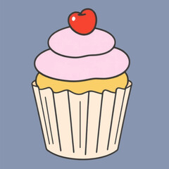 Illustration Cupcake Dessert Isolated White Background Sweet Icon