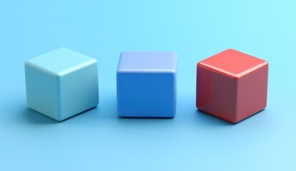Obraz premium Three colorful cubes on blue background.