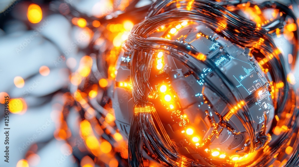 Poster abstract visualization of technology connection and digital globe concept