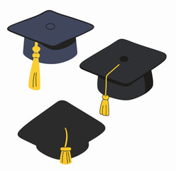 Illustration Graduation Cap Black Isolated White Background Branding