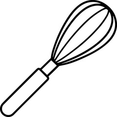 Line Art Illustration of a Whisk for Coloring Book &ndash; Digital Drawing