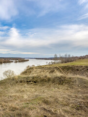 Beautiful landscape with a river and a hillside