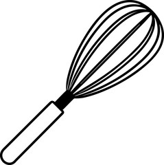 Line Art Illustration of a Whisk for Coloring Book – Digital Drawing