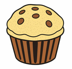 Illustration Chocolate Chip Muffin Isolated White Background Dessert Icon