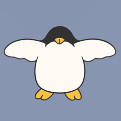 Vector Minimalist Penguin Wings Isolated White Background