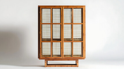 Obraz premium A wooden cabinet with a lot of glass windows