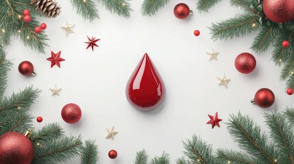 A Festive Holiday Blood Donation Campaign Image Featuring Christmas Decorations