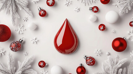 Christmas Blood Donation Drive Festive Ornaments and a Red Blood Drop