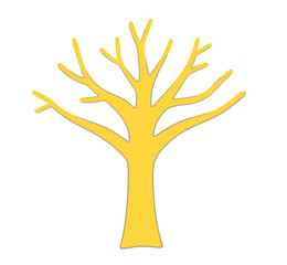 Illustration Style Stylized Tree in Yellow Isolated White Background