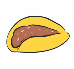 Illustration Taco with Filling Isolated White Background Mexican Food Icon