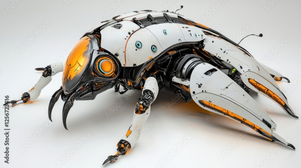Poster futuristic mechanic insect robot with unique design and technology