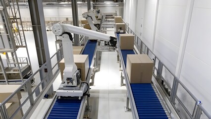 Advanced ai controlled warehouse with conveyor bel