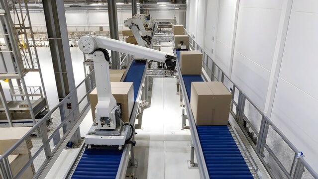 Advanced ai controlled warehouse with conveyor bel