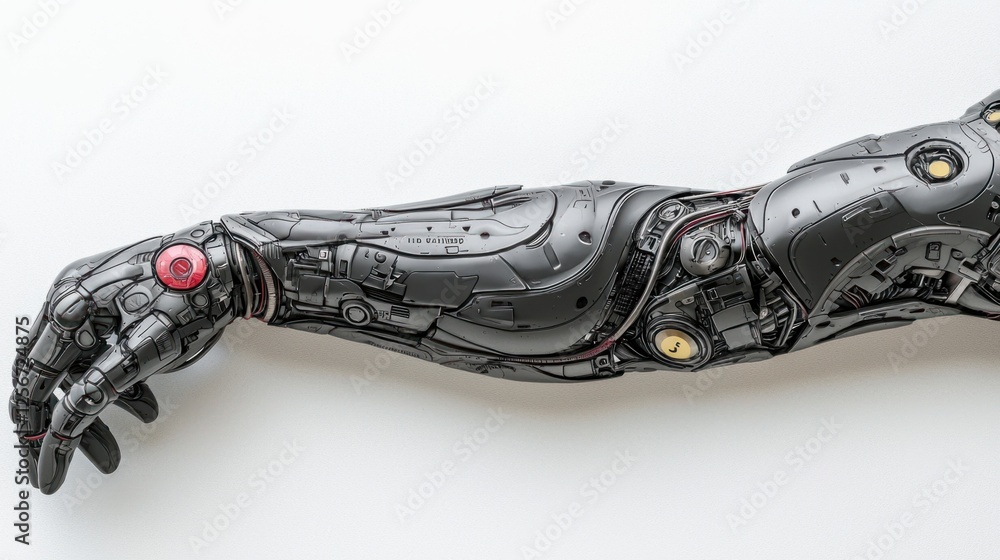 Poster robotic arm with intricate details and futuristic design elements