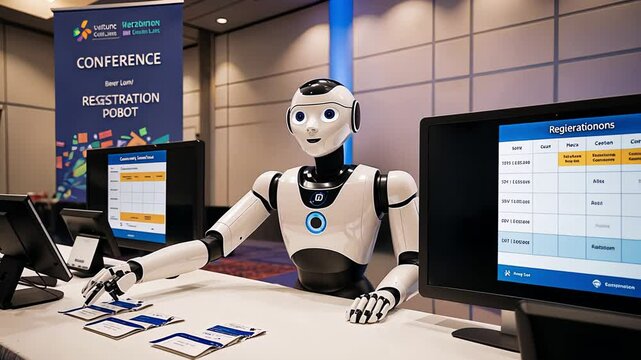 Robotic Assistant ready to assist at the Conference Registration Desk