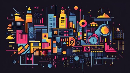 Abstract futuristic city skyline graphic design