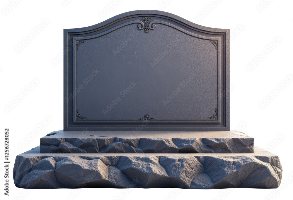 Poster realistic 3d tombstone model on transparent background: intricate decorative design. a 3d rendering 